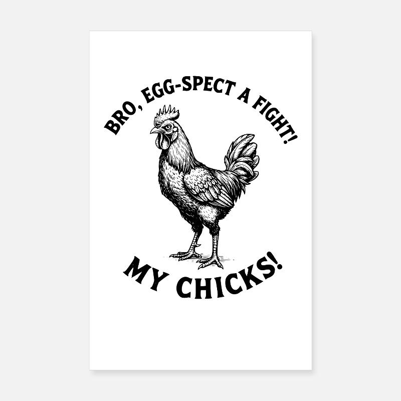 Funny Rooster Stop Staring At My Chicks Vintage Poster 8" x 12" (20x30 cm)