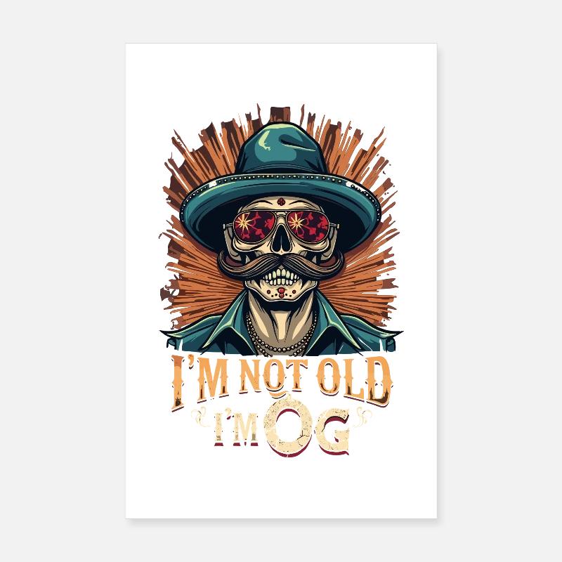 Skeleton Hipster with Hat OG Poster 8" x 12" (20x30 cm)