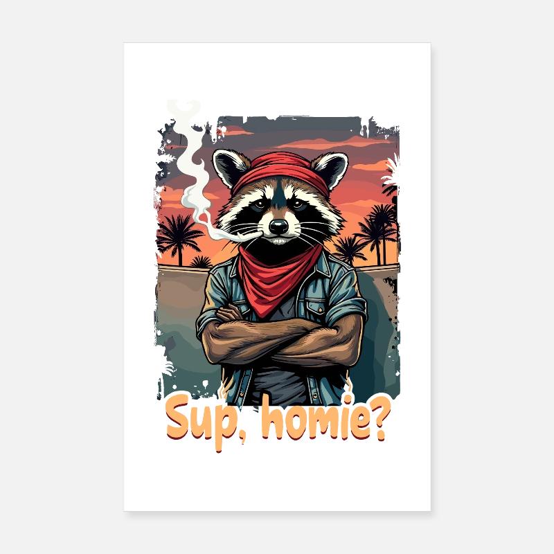 Racoon Sunset Streetstyle Poster 20x30 cm