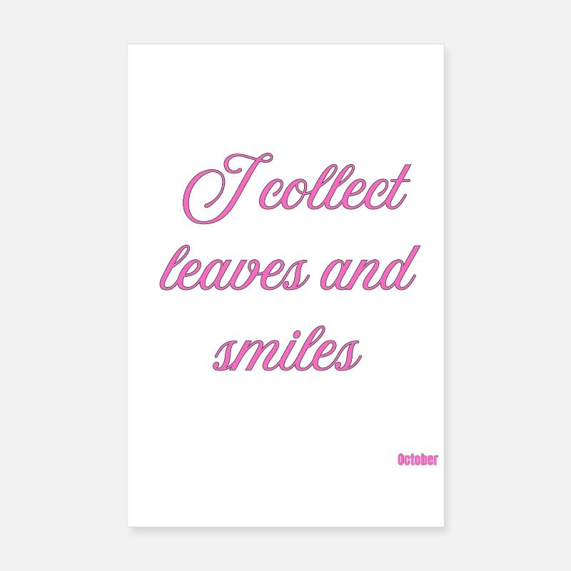 Leaves and Smiles Pink Script Poster 8" x 12" (20x30 cm)