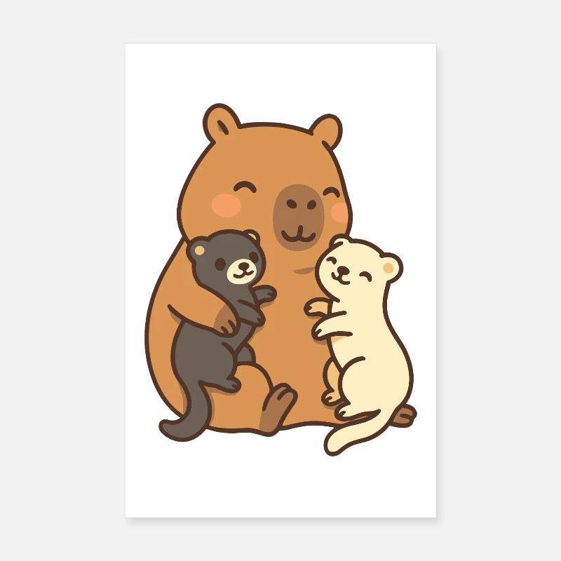 Capybara & Ferret – Amitié & Sécurité Poster 20 x 30 cm