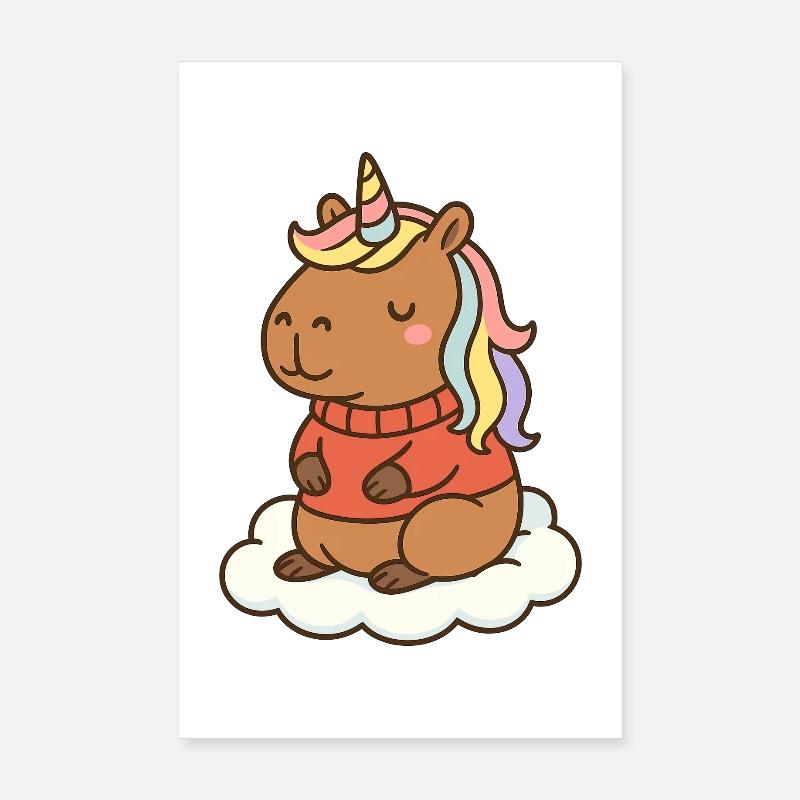 Licorne 🌈 Capybara Poster 20 x 30 cm