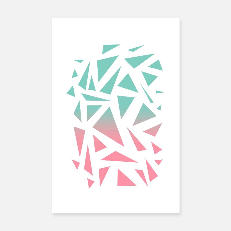 Triangle Pattern - Turquoise Pink Poster 8" x 12" (20x30 cm)