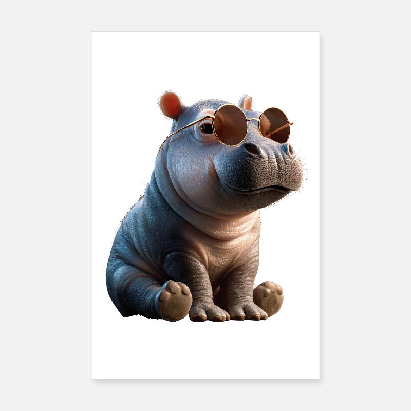Nilpferd Flusspferd Mama Hippopotamus Cooles Hippo Poster 8" x 12" (20x30 cm)