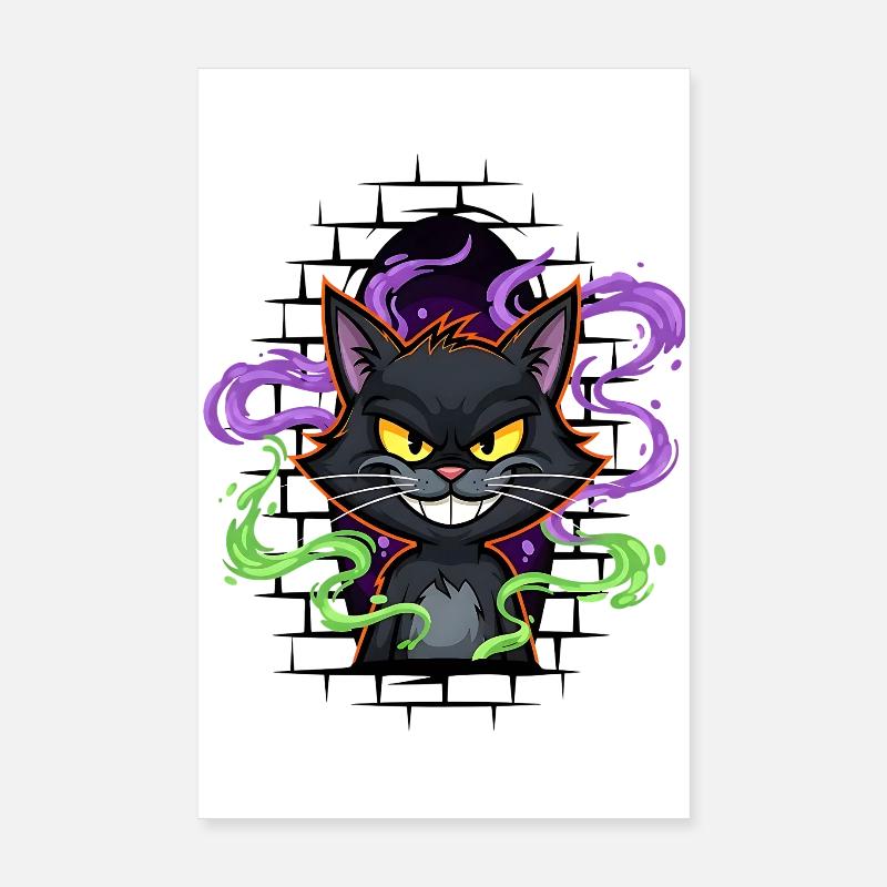 Graffiti Katze Neon Poster 20x30 cm