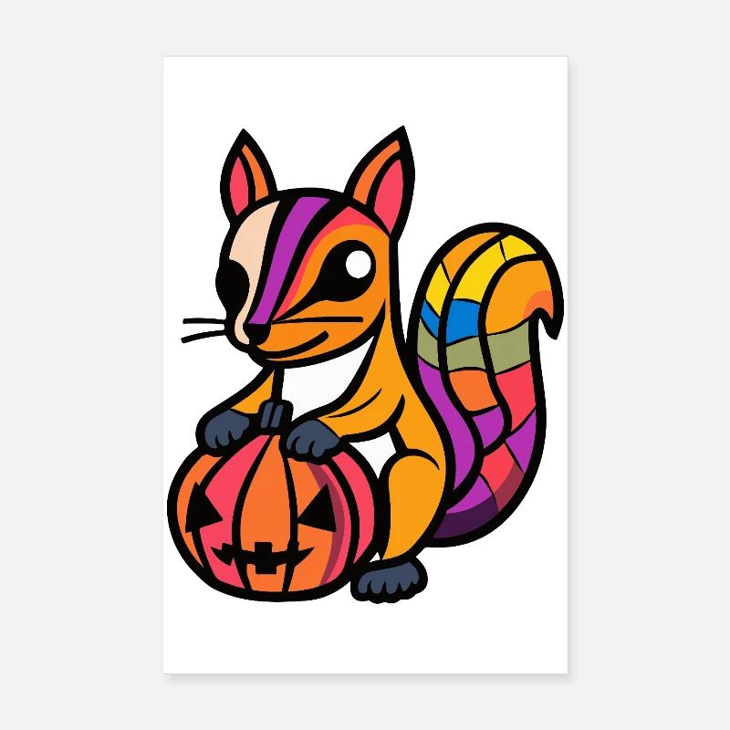 Squirrel Halloween Zombie Poster 8" x 12" (20x30 cm)
