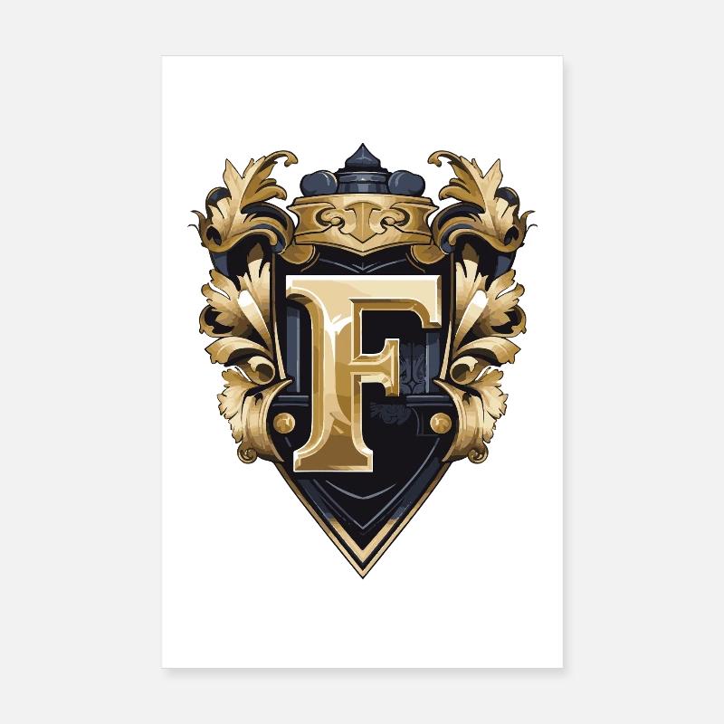 F Lettre Nom Couronne Poster 20 x 30 cm
