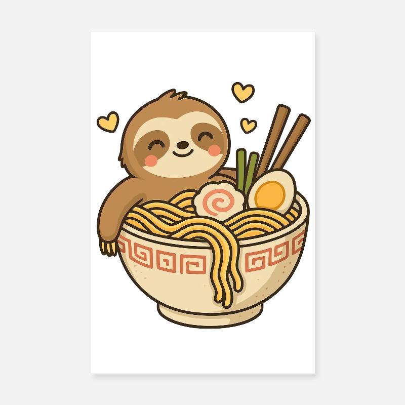Sloth in a ramen cup Poster 8" x 12" (20x30 cm)