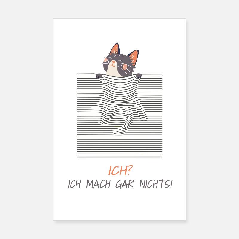 Neugierige Katze – Lustiger 3D-Linien-Effekt Poster 20x30 cm