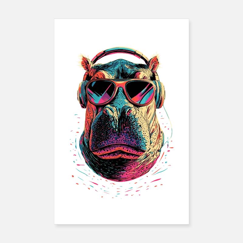 Nilpferd Flusspferd Mama Hippopotamus Cooles Hippo Poster 8" x 12" (20x30 cm)