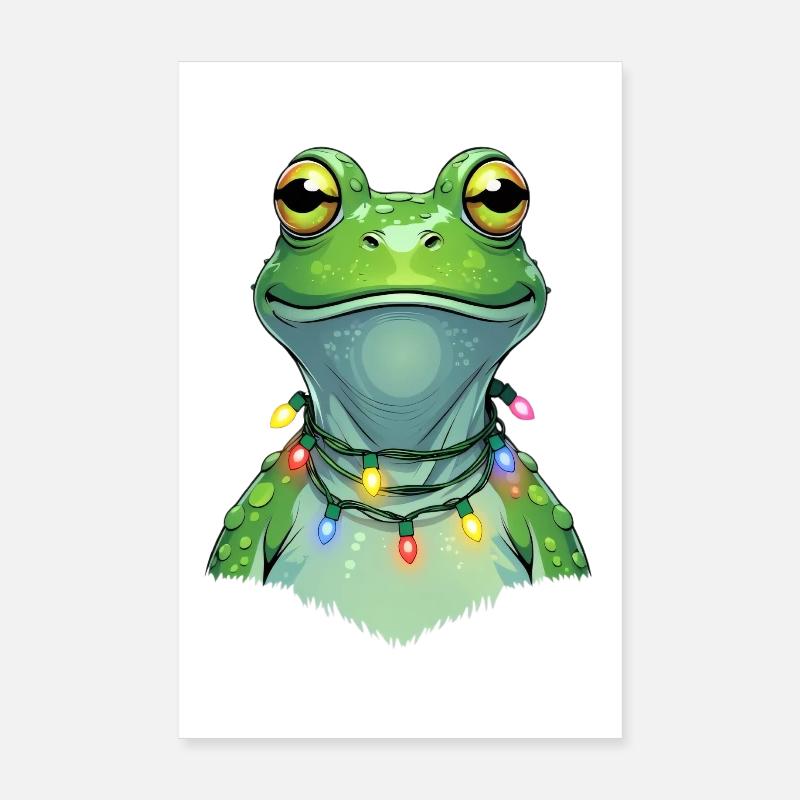 Lichterfrosch mit Weihnachtskette Poster 20x30 cm