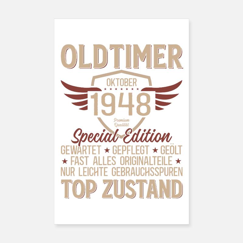 77. Geburtstag Geschenk Oldtimer Oktober 1948 Poster 20x30 cm