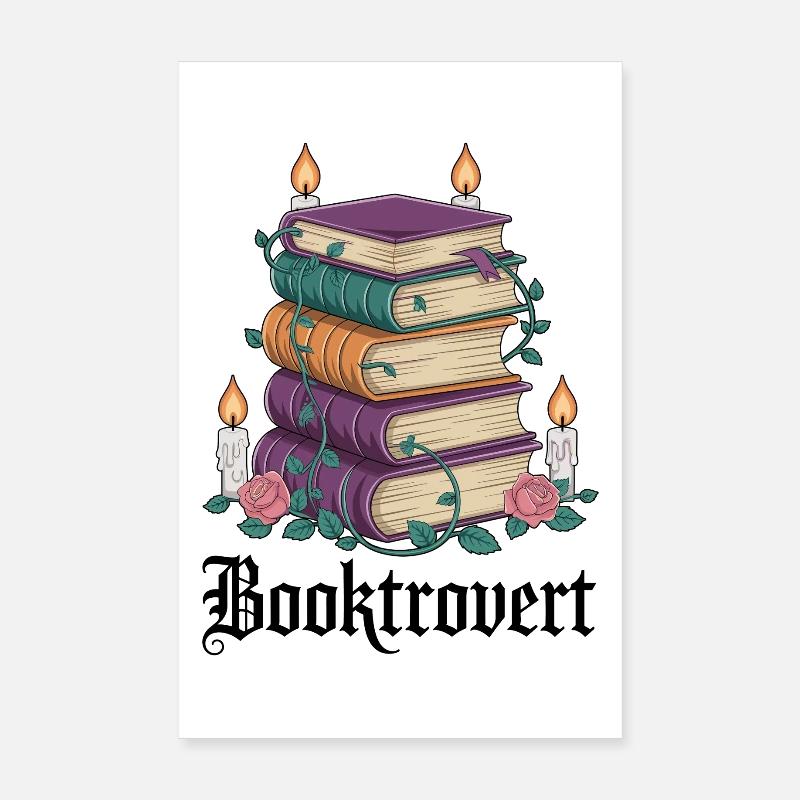 Reading Magic Stack of Books with Candles Poster 8" x 12" (20x30 cm)