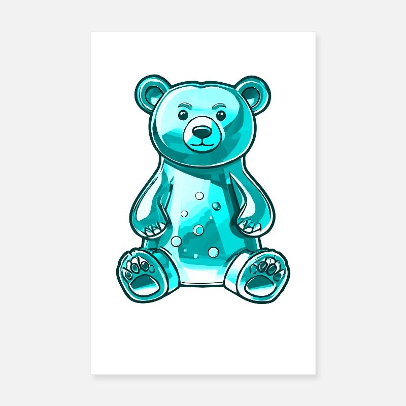 Ourson gommeux Turquoise Poster 20 x 30 cm