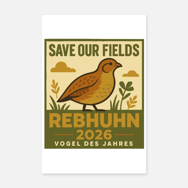 Save Our Fields – Rebhuhn Vogel des Jahres 2026  Poster 20x30 cm