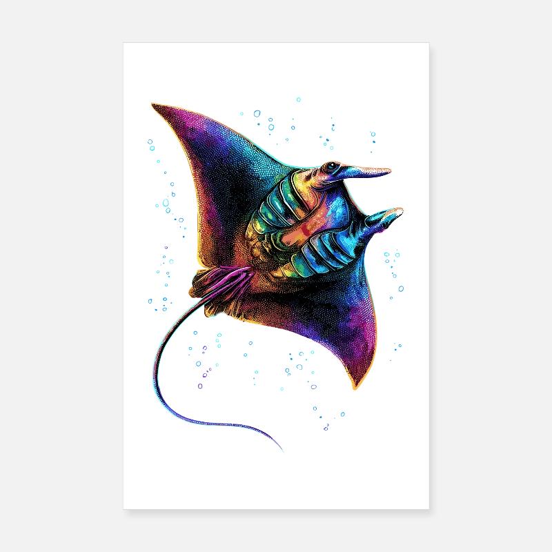 Manta Ray, Devil Ray, Stingray, Diver Poster 8" x 12" (20x30 cm)
