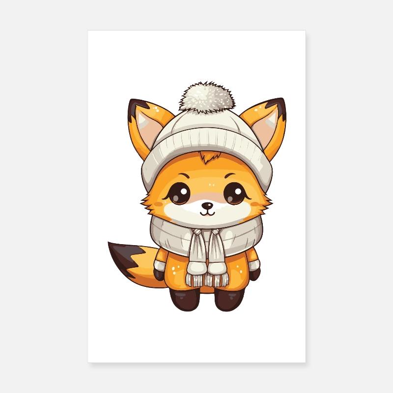 Fuchs Winter Tier Baby Comic Poster 20x30 cm