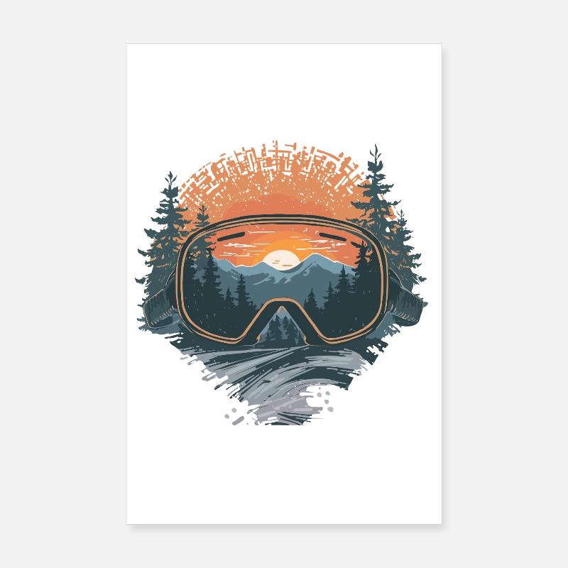 Masque de ski coucher de soleil Poster 20 x 30 cm