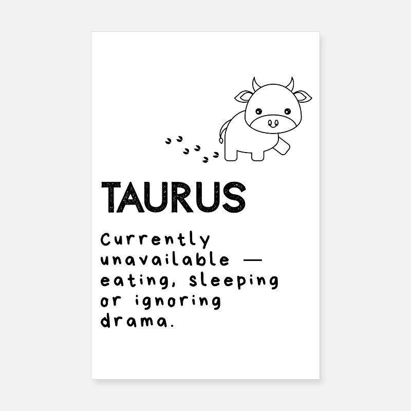 Dessin animé mignon du Taureau - Mode sieste activé Poster 20 x 30 cm
