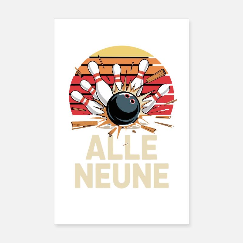 Alle Neune Bowling Strikes Design Poster 20x30 cm