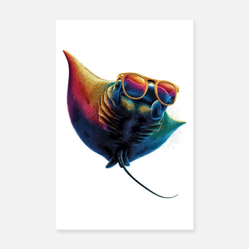 Manta Rochen Teufelsrochen Stachelrochen Taucher Poster 20x30 cm