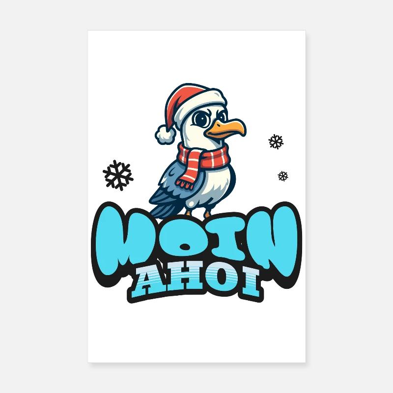 Moin Ahoy with Seagull Poster 8" x 12" (20x30 cm)