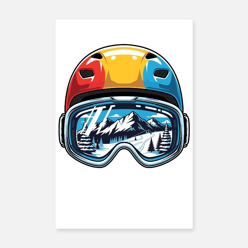 Casque de ski Mountains Smile Poster 20 x 30 cm