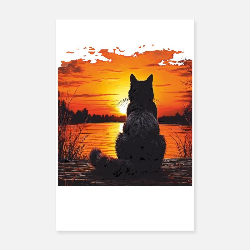COUCHER DE SOLEIL CHAT Poster 20 x 30 cm