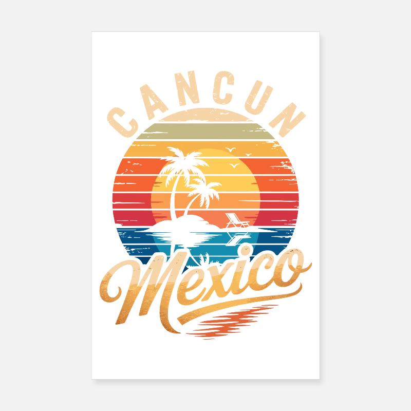 Cancun Rétro Plage Soleil Poster 20 x 30 cm