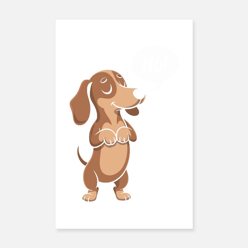 Dackel Cartoon Nö Lustiger Hund Spruch Poster 20x30 cm
