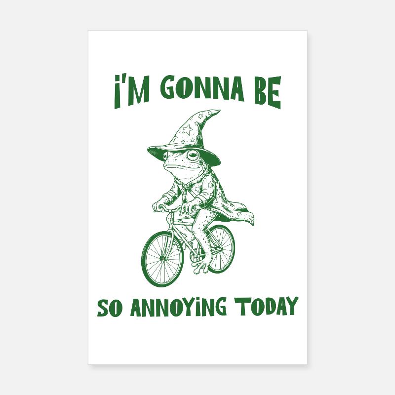 Funny Frog Wizard Riding A Bicycle Sassy Humor  Poster 8" x 12" (20x30 cm)