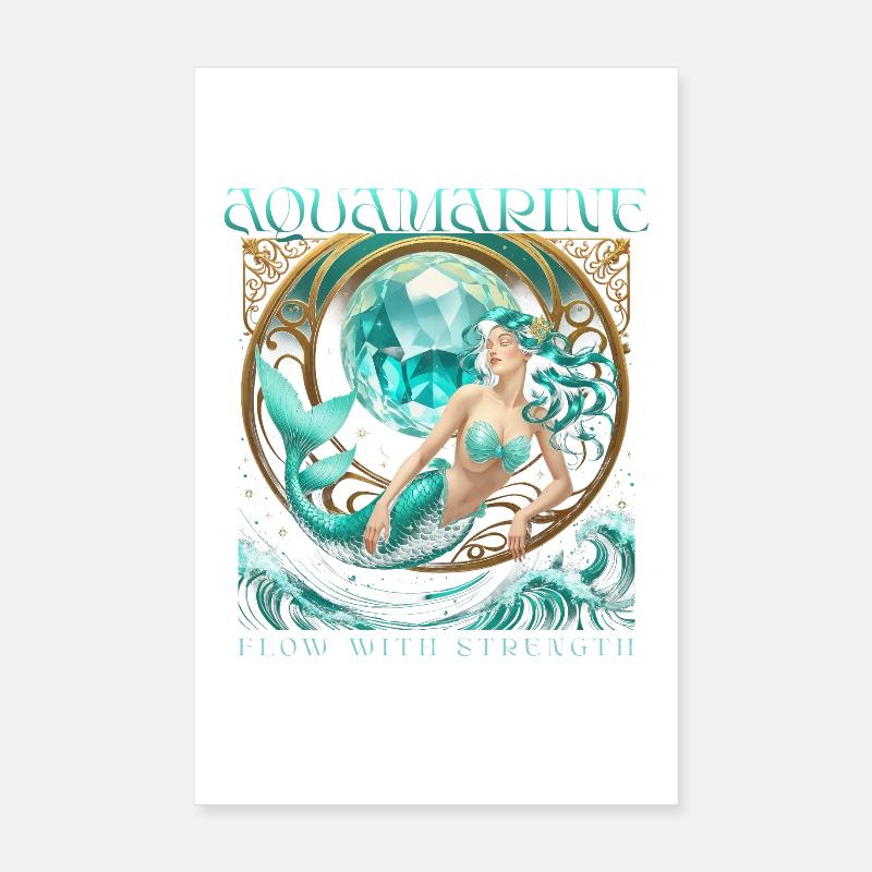 Pierre de naissance Aigue-marine de mars Poster 20 x 30 cm