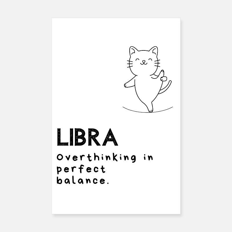 Funny Libra Cartoon – Balanced Overthinker Poster 8" x 12" (20x30 cm)