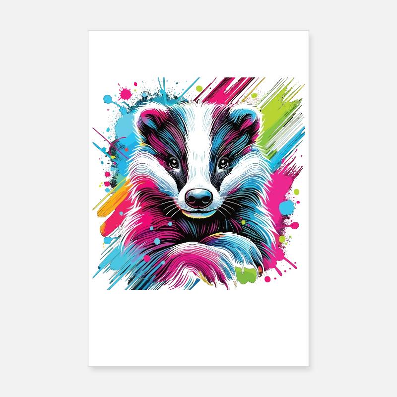 Neon Dachs Splash Kunst Poster 20x30 cm