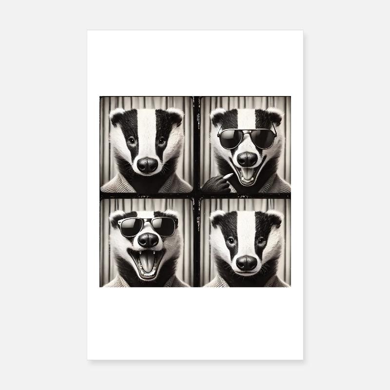 Badger Sunglasses Collage Poster 8" x 12" (20x30 cm)