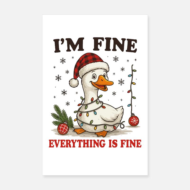 Weihnachtsente mit Lichterkette Poster 20x30 cm