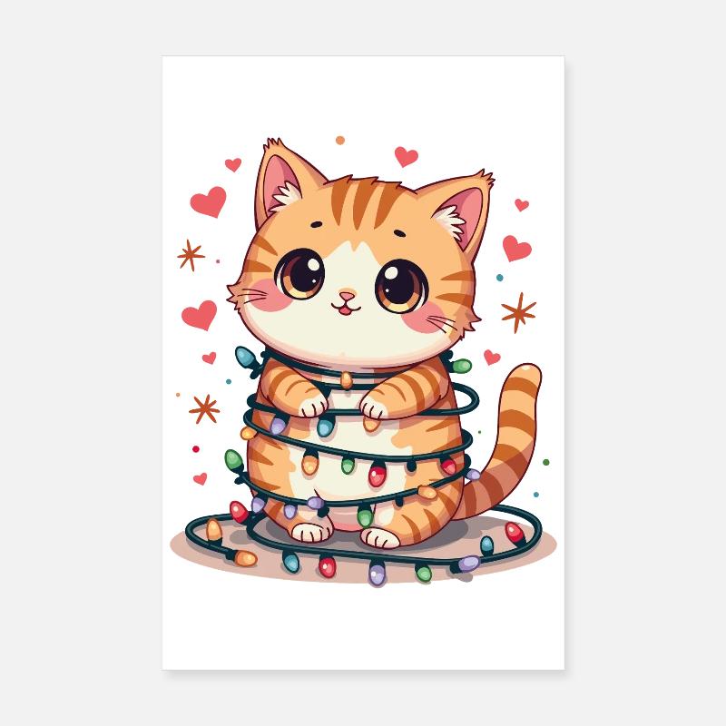 Chat de Noël Poster 20 x 30 cm