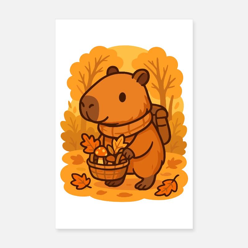 Capybara in the forest – Cozy autumn walk Poster 8" x 12" (20x30 cm)