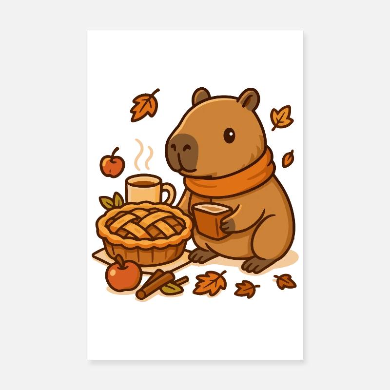 Capybara Apple Pie – Cozy Autumn Moment Poster 8" x 12" (20x30 cm)