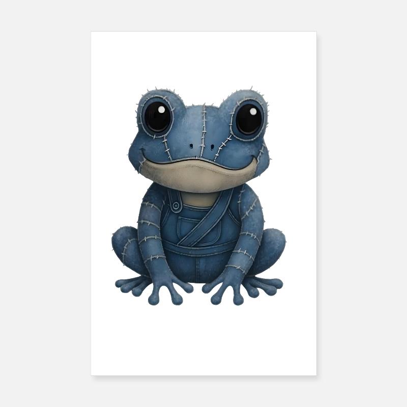 Denim Patchwork Frosch Poster 20x30 cm