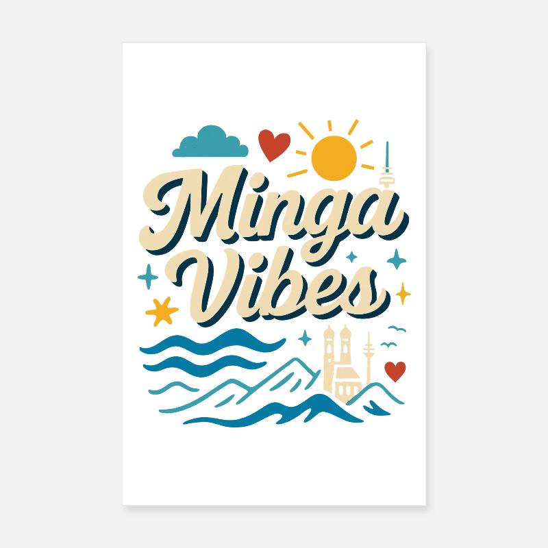 Minga Vibes Munich Skyline Design Poster 20 x 30 cm