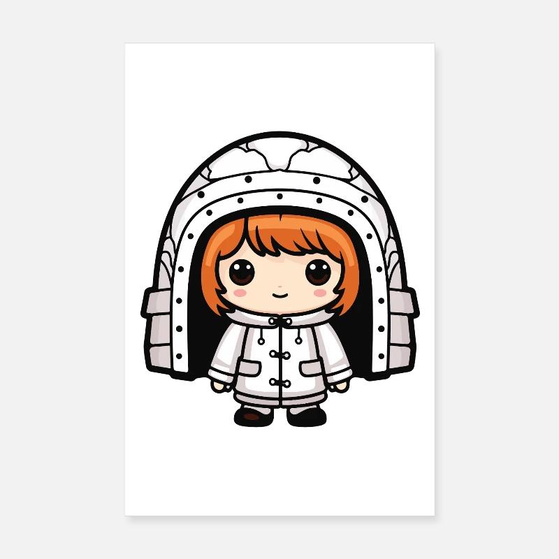 Winter Eskimo Iglu Comic Poster 20x30 cm