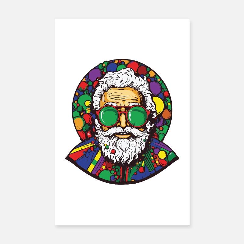Père Noël Noël coloré Père Noël Poster 20 x 30 cm