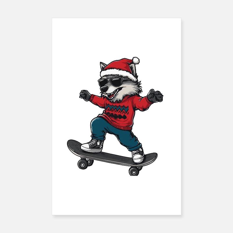Wolf Weihnachten Lustig Poster 20x30 cm