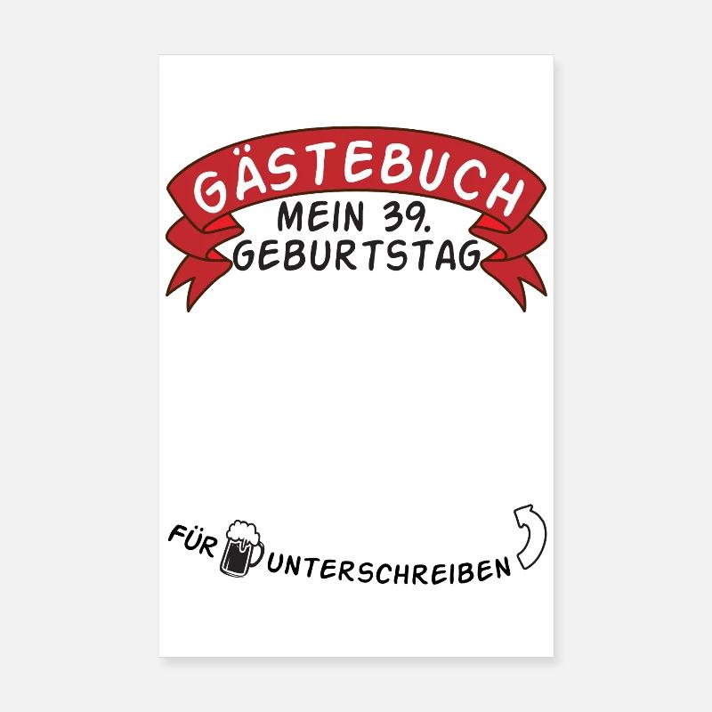 Guestbook My 39th Birthday Gift Idea Poster 8" x 12" (20x30 cm)