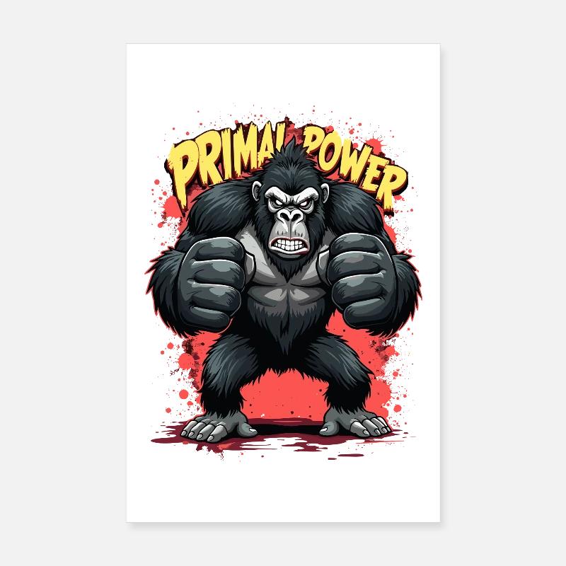 Imprimé Primal Power Gorila Poster 20 x 30 cm