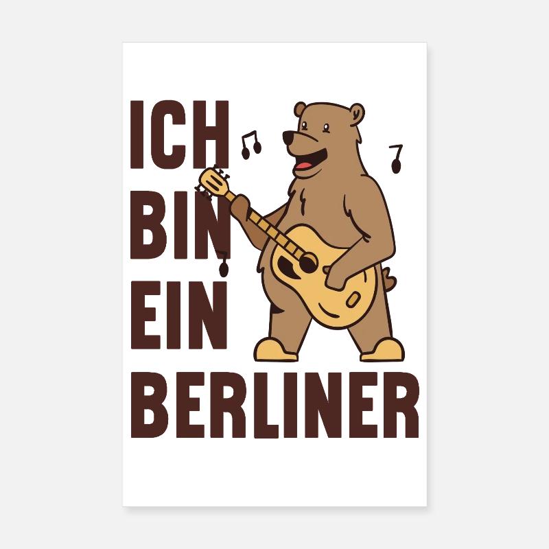 Berlin bear with guitar - I am a Berliner! Poster 8" x 12" (20x30 cm)