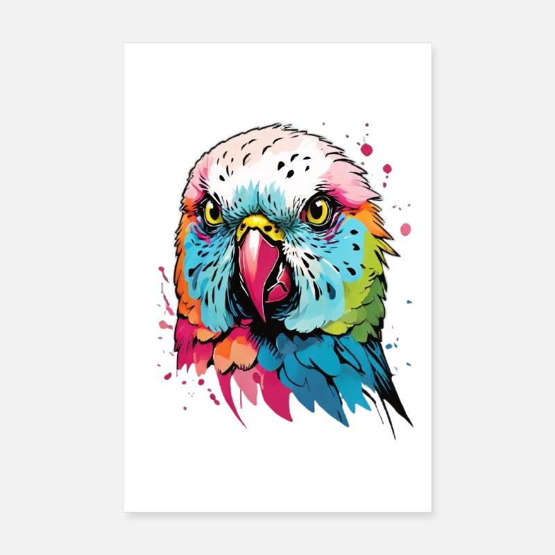 Conception artistique de perruche colorée Poster 20 x 30 cm