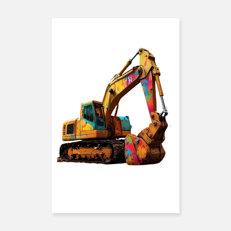 Color explosive excavator Poster 8" x 12" (20x30 cm)