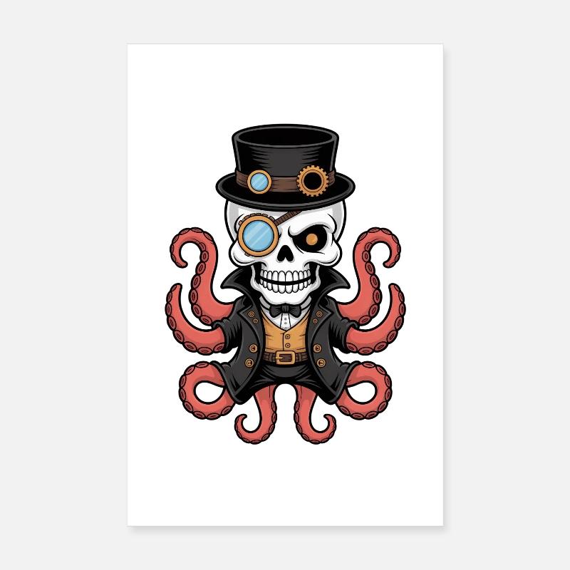 Octopus in steampunk style with monocle Poster 8" x 12" (20x30 cm)